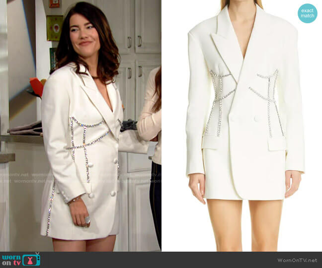 Area Crystal Corset Double Breasted Long Sleeve Dress worn by Steffy Forrester (Jacqueline MacInnes Wood) on The Bold and the Beautiful
