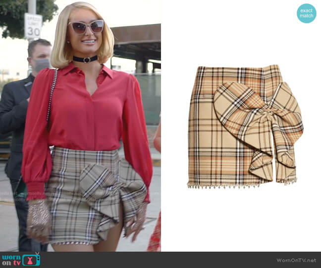 Area Heart Bow Plaid Miniskirt worn by Paris Hilton on Paris in Love