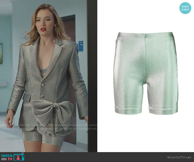 Area Metallic Cycling Shorts worn by Kirby Anders (Maddison Brown) on Dynasty