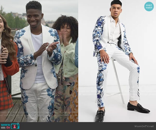 ASOS Twisted Tailor suit jacket worn by Julien (Samuel Arnold) on Emily in Paris