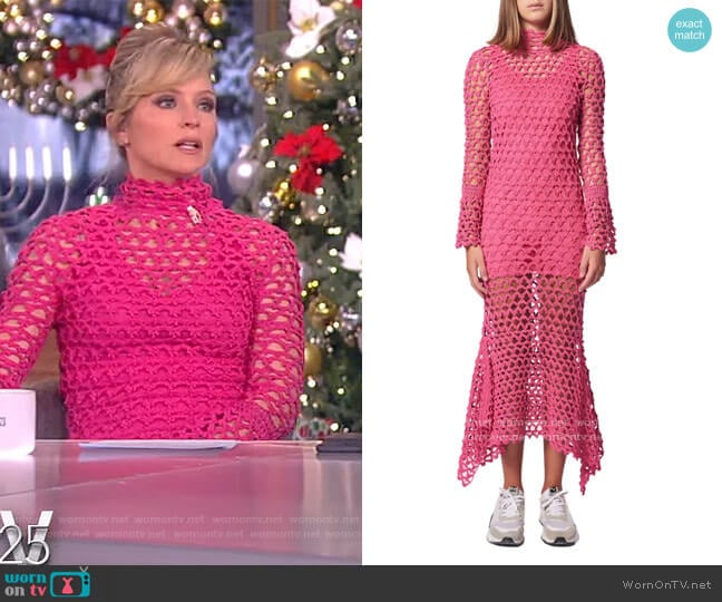Ayni High Neck Long Sleeve Crochet Dress worn by Sara Haines on The View