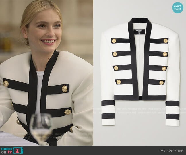Balmain Military Jacket worn by Camille (Camille Razat) on Emily in Paris