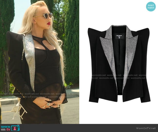 Balmain Crystal-embellished Crepe Blazer worn by Christine Quinn on Selling Sunset