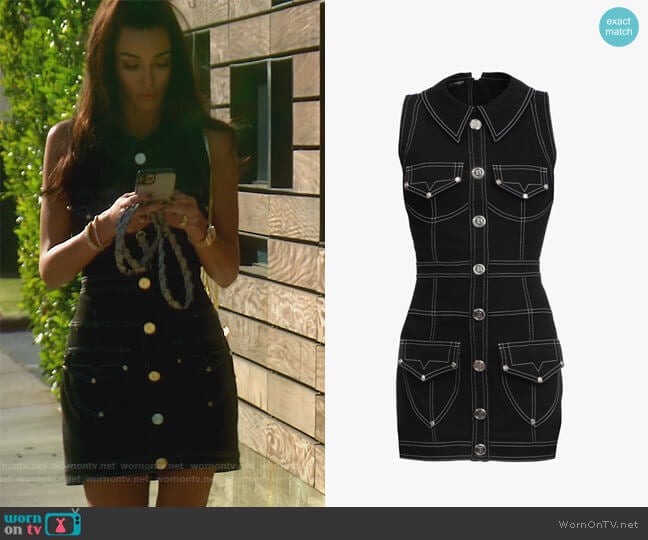 Balmain Short black Denim Dress worn by Noella Bergener on The Real Housewives of Orange County
