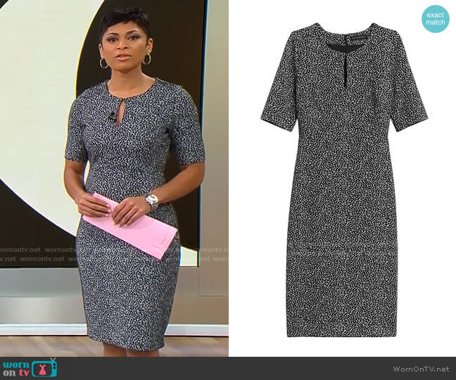 Banana Republic Keyhole Sheath Dress worn by Jericka Duncan on CBS Mornings
