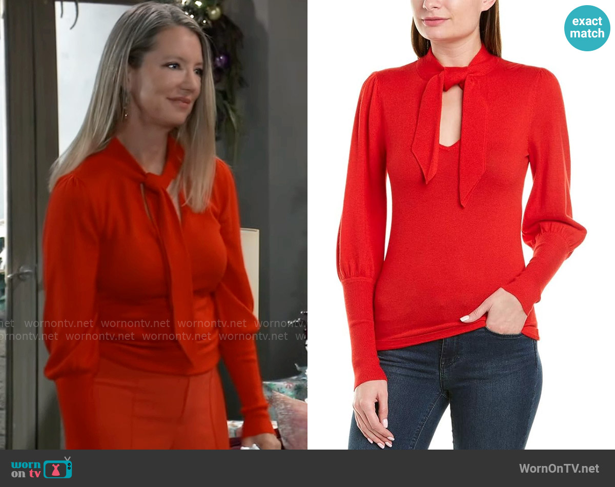 BCBGMAXAZRIA Bow Sweater worn by Nina Reeves (Cynthia Watros) on General Hospital