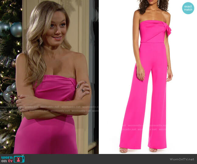 Black Halo Divina Jumpsuit worn by Abby Newman (Melissa Ordway) on The Young and the Restless