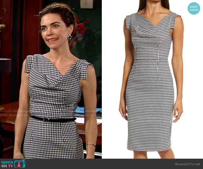 Black Halo Jackie Sheath Dress in Classic Chic worn by Victoria Newman (Amelia Heinle) on The Young and the Restless