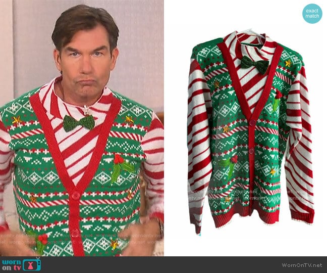 Blizzard Bay Candycane stripe Christmas Sweater worn by Jerry O'Connell on The Talk