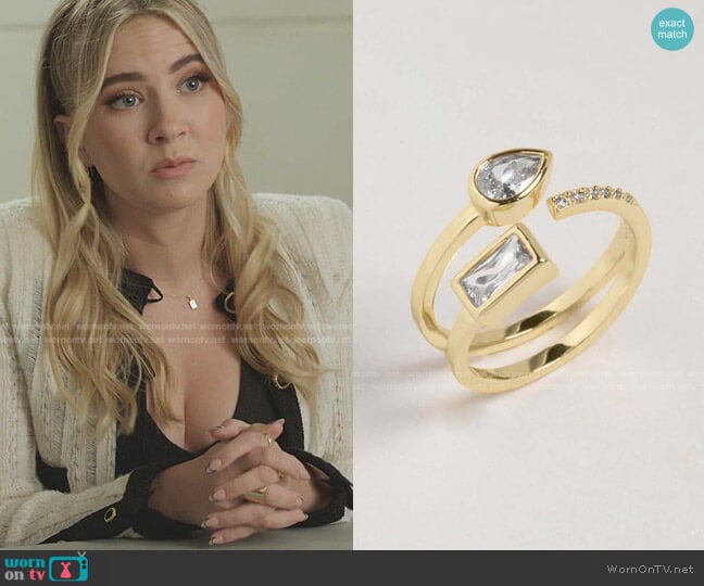 Bonheur Jewelry Ambroise Floating Crystal Ring worn by Amanda Carrington (Eliza Bennett) on Dynasty