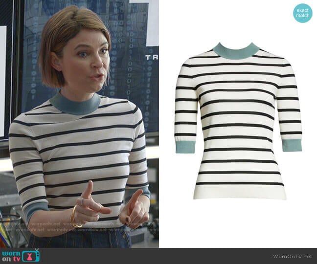 Boss Fleia Stripe Ringer Virgin Wool Sweater worn by Taylor Rentzel (MacKenzie Meehan) on Bull