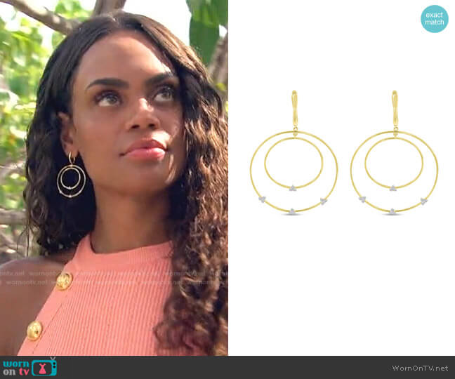 Brevani Dia Double Hoop Cluster Earrings worn by Michelle Young on The Bachelorette
