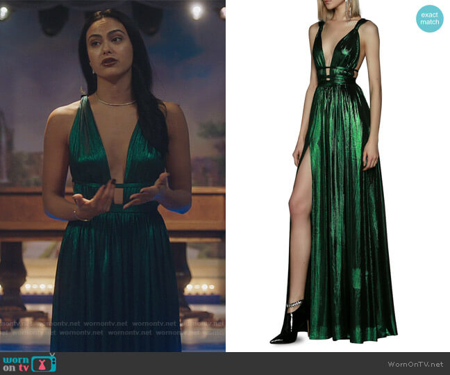 Bronx and Banco Goddess Grecian Gown worn by Veronica Lodge (Camila Mendes) on Riverdale