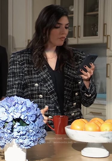 Brook-Lynn’s black tweed blazer on General Hospital