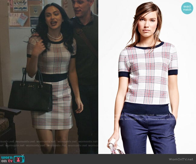 Brooks Brothers Merino Wool Plaid Sweater worn by Veronica Lodge (Camila Mendes) on Riverdale