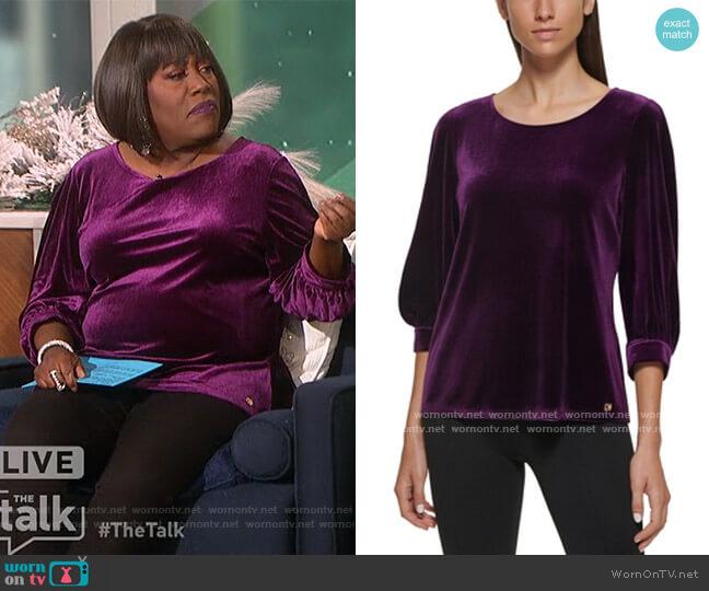 Calvin Klein Velvet Top worn by Sheryl Underwood on The Talk