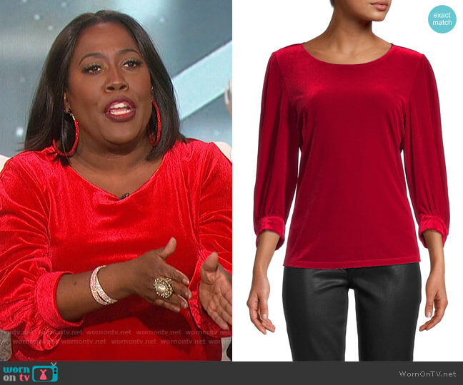 Calvin Klein Velvet Top worn by Sheryl Underwood on The Talk