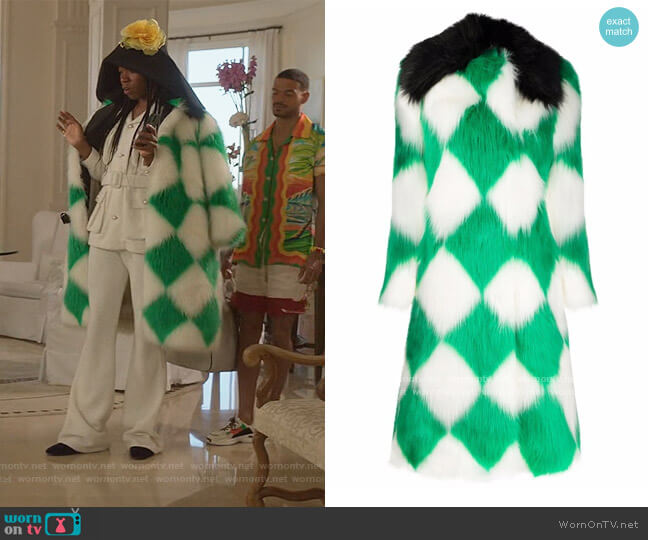 Casablanca Diamond-check Faux-fur Coat