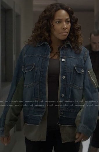 Cassie’s denim jacket with contrast back on Big Sky