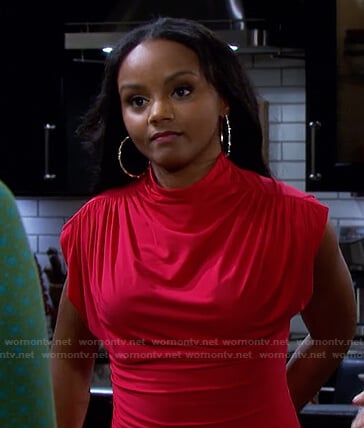 Chanel’s red mock neck dress on Days of our Lives