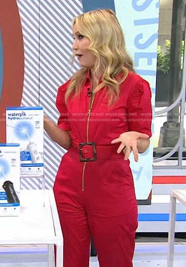 Chassie’s red belted jumpsuit on Today
