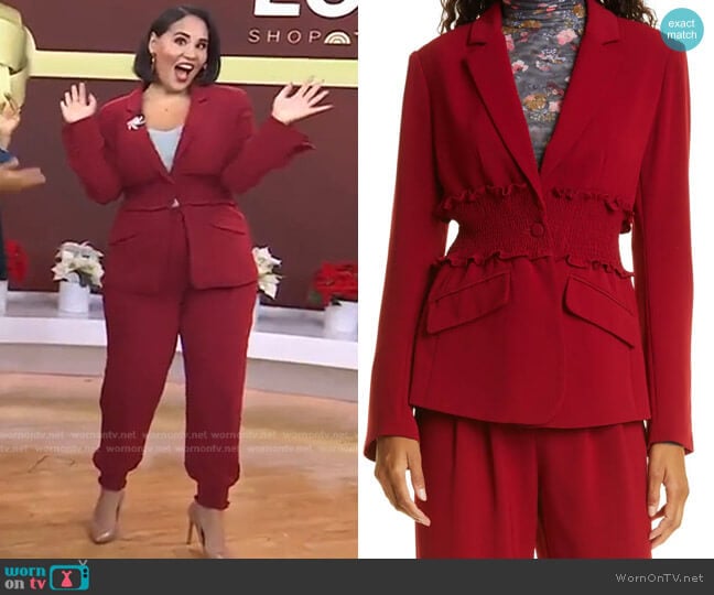 Cinq a Sept Cyndi Smock Waist Blazer worn by Alejandra Ramos on Today