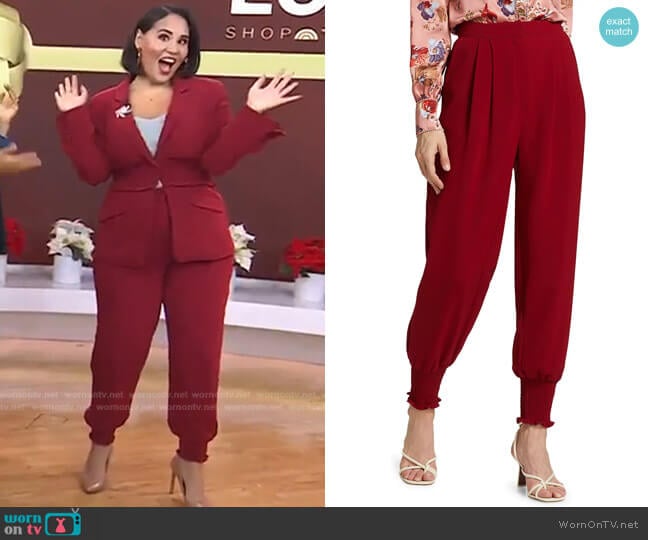 Cinq a Sept Drew Smocked-Cuff Pants worn by Alejandra Ramos on Today