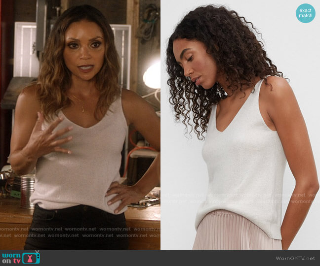 Club Monaco V-Neck Cashmere Tank worn by Cecile Horton (Danielle Nicolet) on The Flash
