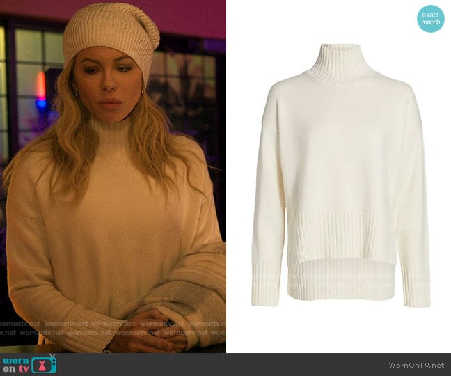 Co Essentials Ribbed Turtleneck Sweater in Ivory worn by Beth Burgess (Kate Beckinsale) on Guilty Party
