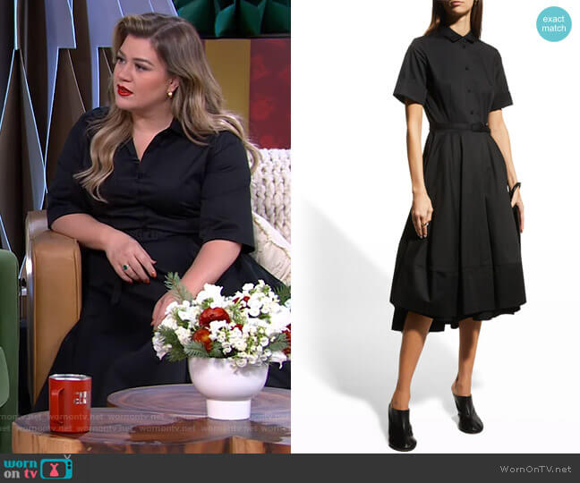 Co Poplin Flared Short-Sleeve Shirtdress worn by Kelly Clarkson on The Kelly Clarkson Show