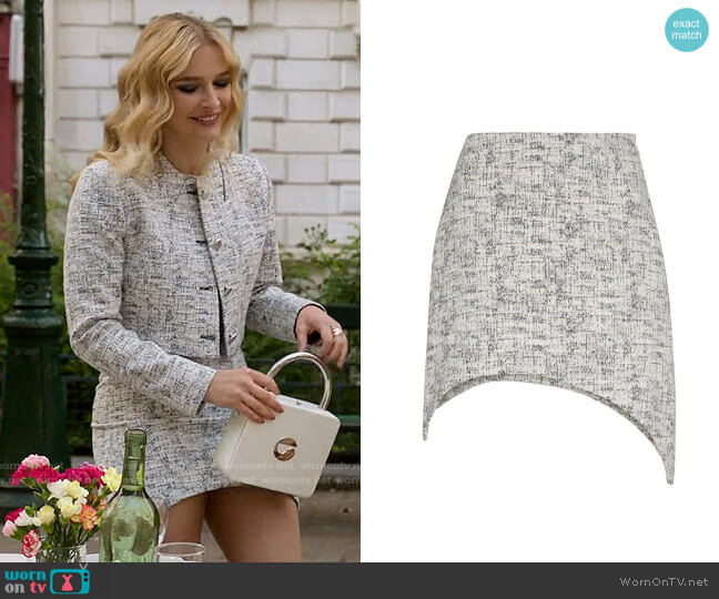 Coperni Asymmetric Tweed Skirt worn by Camille (Camille Razat) on Emily in Paris