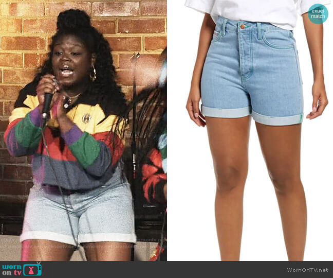 Cross Colours Cuffed Denim Shorts worn by Jill (Olivia Bucknor) on Queens