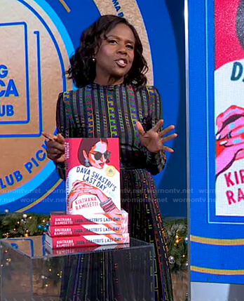 Deborah’s multicolor printed top and skirt on Good Morning America