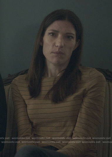 Debra’s camel striped long sleeve tee on Dexter New Blood