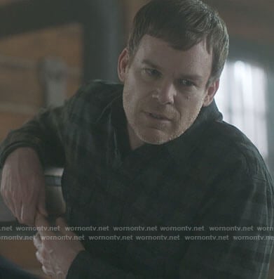 Dexter’s grey plaid shirt on Dexter New Blood