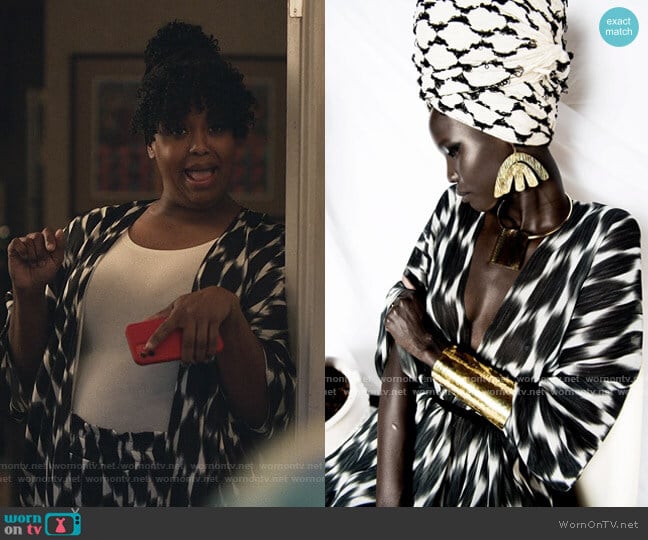 Diarrablu Boubou Kimono worn by Kelli Prenny (Natasha Rothwell) on Insecure