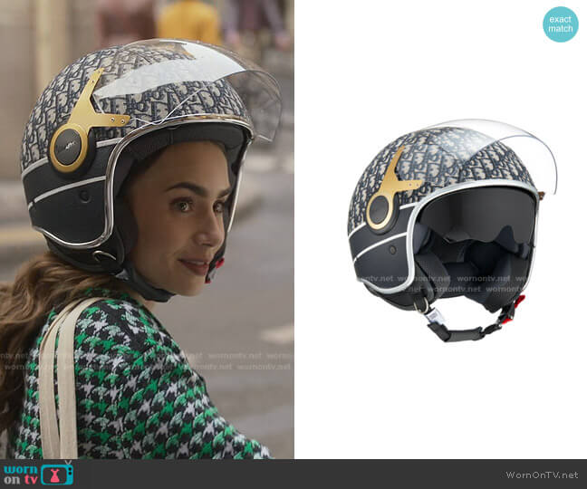 Dior Limited Edition Vespa Helmet worn by Emily Cooper (Lily Collins) on Emily in Paris