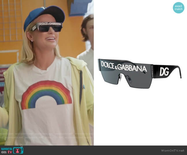 Dolce and Gabbana Chunky Logo Sunglasses worn by Paris Hilton on Paris in Love