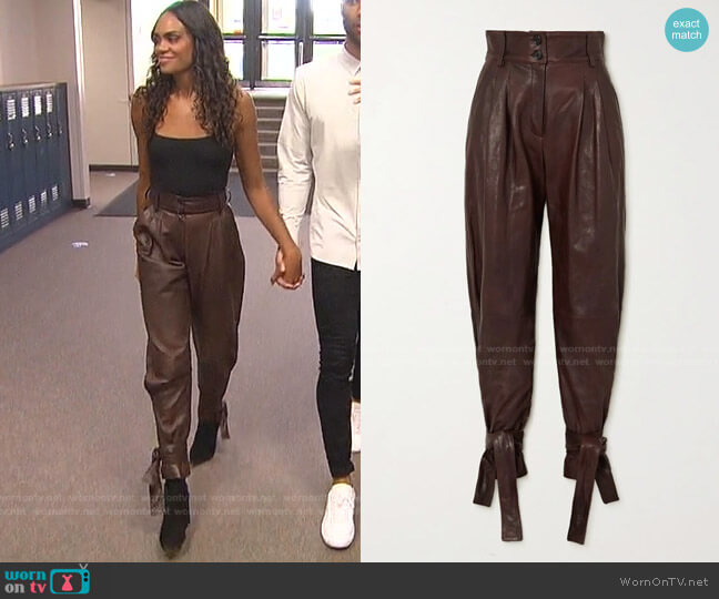 Dolce & Gabbana Tie-Detailed Leather Tapered Pants worn by Michelle Young on The Bachelorette