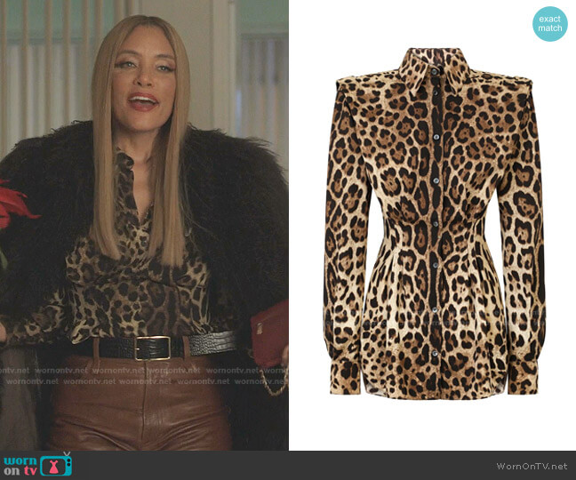 Dolce & Gabbana Leopard-Print Structured Shirt worn by Dominique Deveraux (Michael Michele) on Dynasty