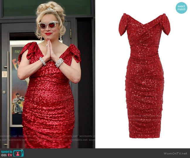 Dolce & Gabbana Ruched Sequinned Midi Dress