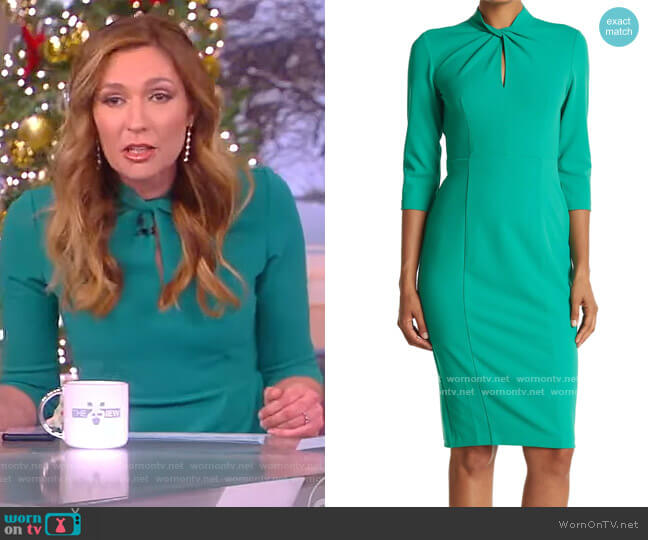 Donna Morgan Twisted Neck 3/4 Sleeve Sheath Dress