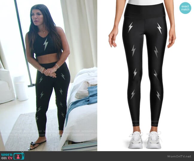 Electric Yoga Lightning Bolt-Print Leggings worn by Teresa Giudice on The Real Housewives Ultimate Girls Trip