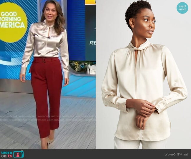 Elie Tahari Silk Twist Shirt worn by Ginger Zee on Good Morning America