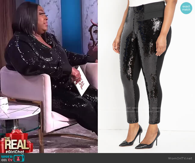 Eloquii Miracle Flawless Legging with Sequin Front worn by Loni Love on The Real