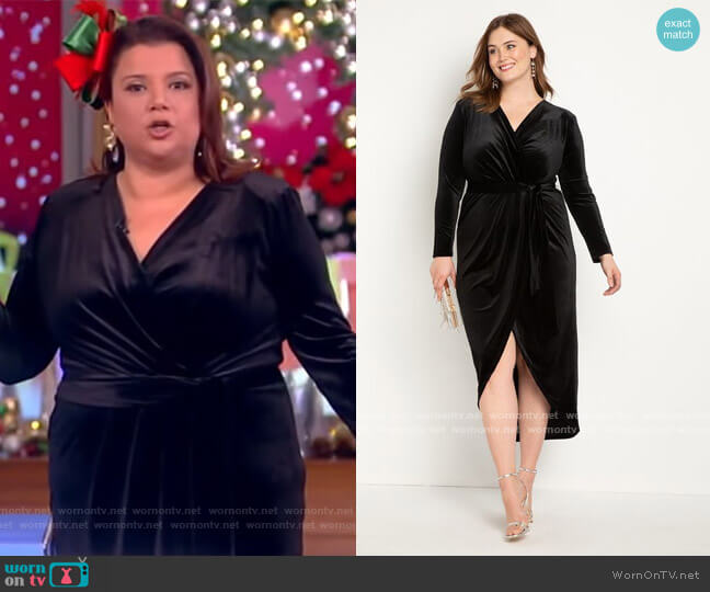 Eloquii Velvet Wrap Dress With Tie worn by Ana Navarro on The View