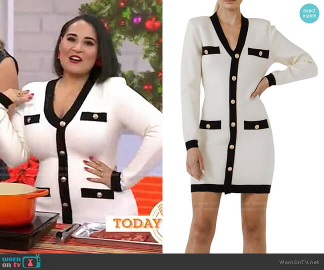 Endless Rose V Neckline Long Sleeve Dress with Contrast Ribbing worn by Alejandra Ramos on Today