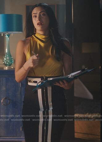 Veronica’s black contrast trim skirt on Riverdale