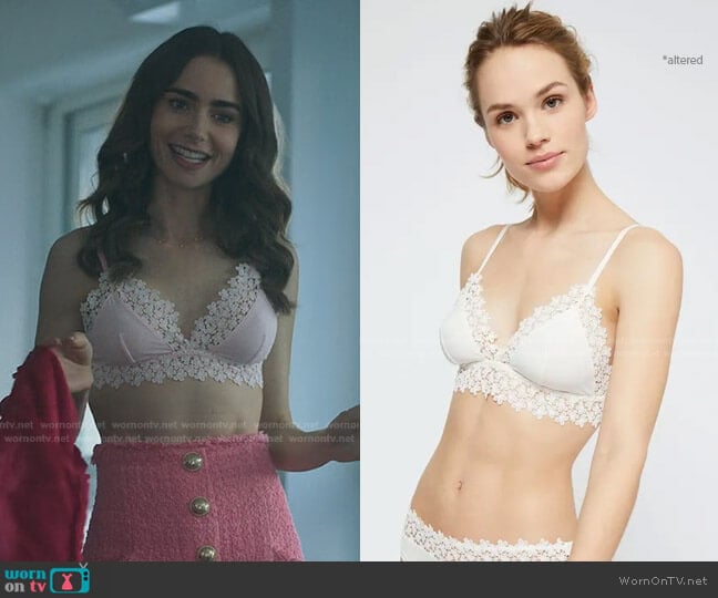 Etam Nymphea Triangle Bra worn by Emily Cooper (Lily Collins) on Emily in Paris