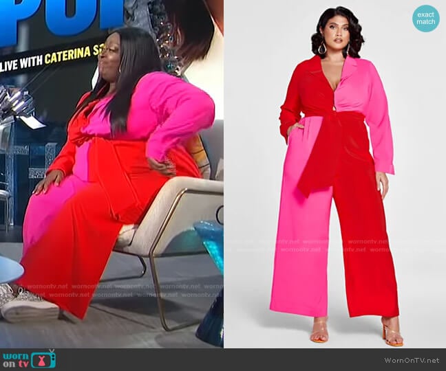 Fashion to Figure Showing Up Showing Out Colorblock Jumpsuit worn by Loni Love on E! News